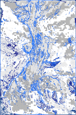 ascii painting of a river landscape